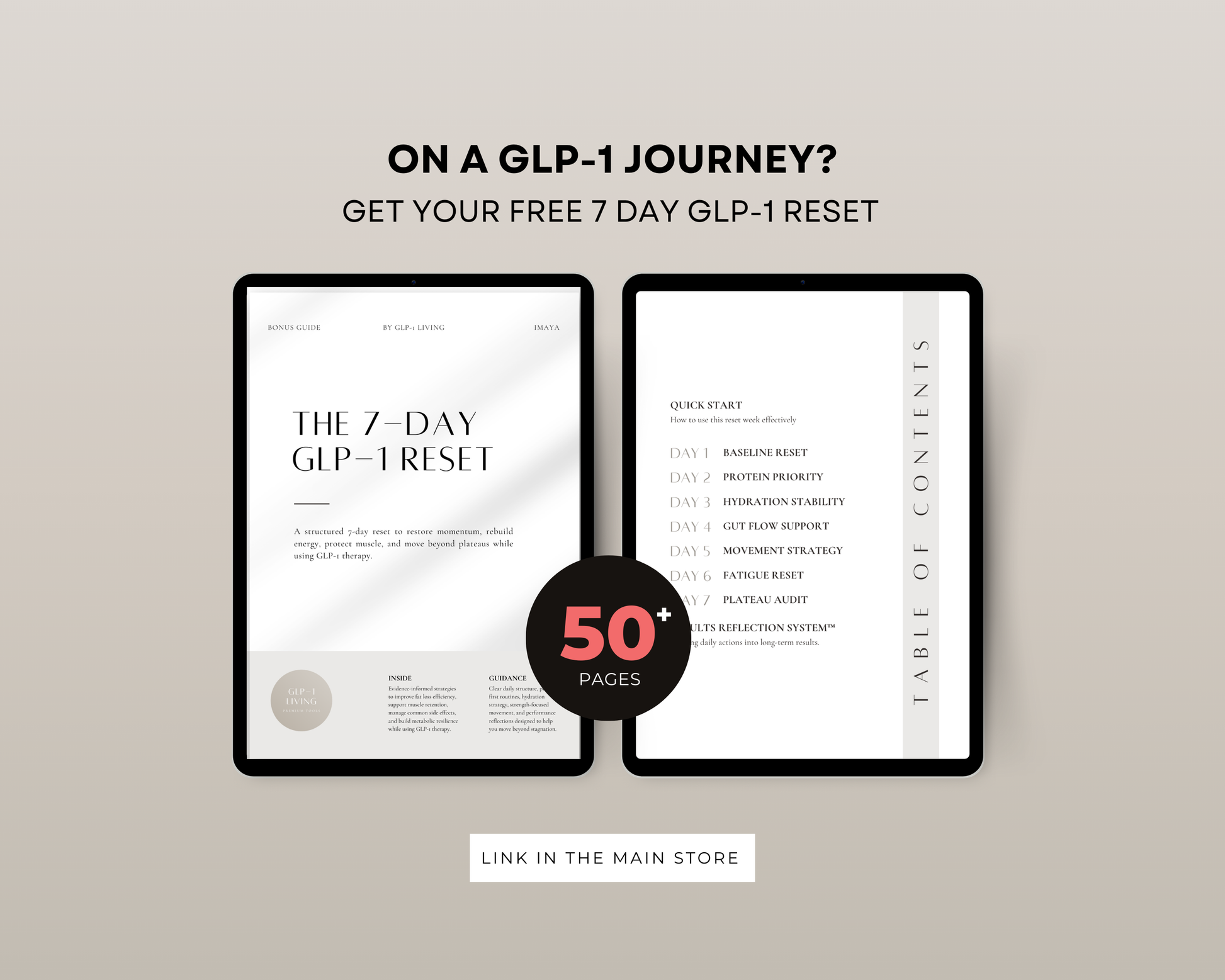 Small portion breakfast GLP-1 cookbook mockup on desk with soft morning light