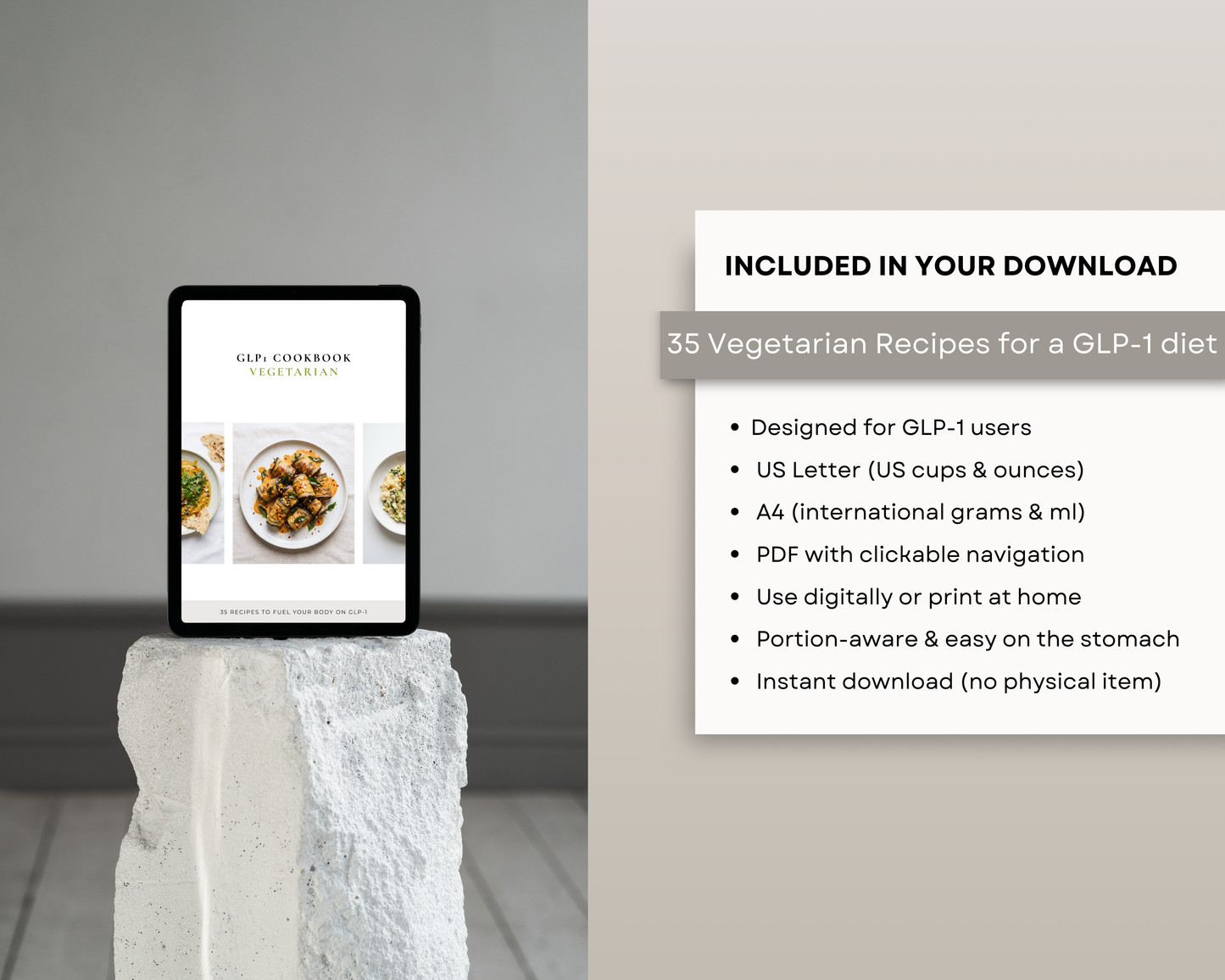High-protein chickpea bowl recipe page from the GLP-1 Vegetarian Cookbook