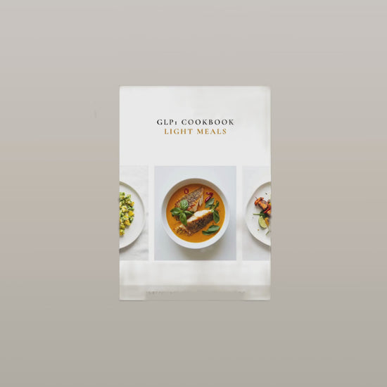 GLP-1 Light Meals Cookbook cover detail showing title and recipe count