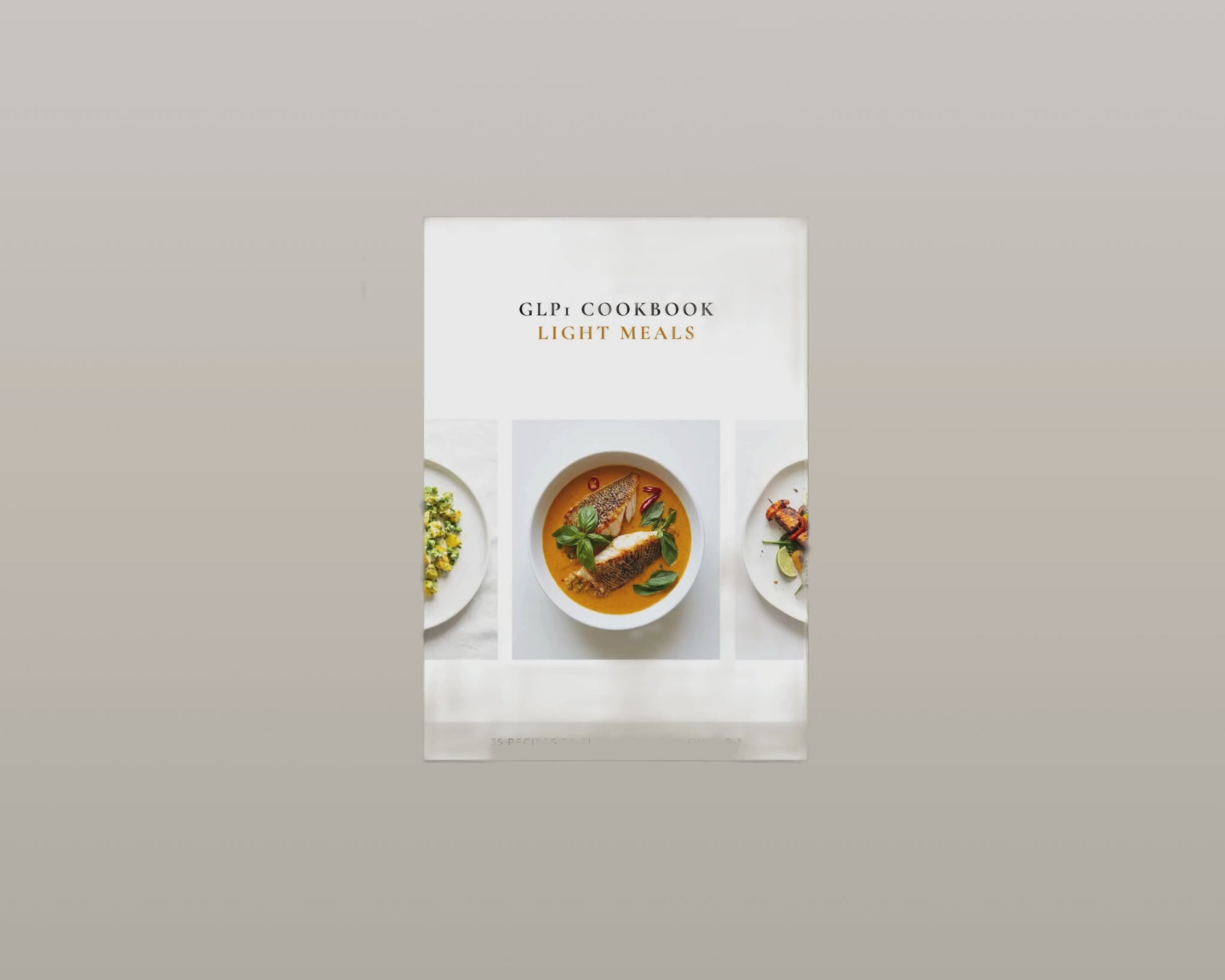 GLP-1 Light Meals Cookbook cover detail showing title and recipe count