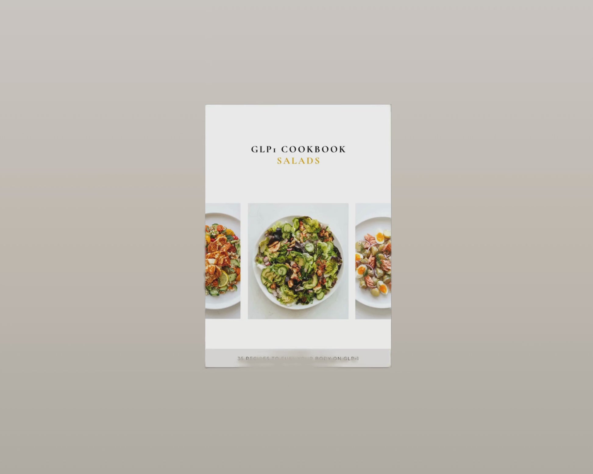 Clean white cover mockup of the GLP-1 Salads Cookbook digital PDF download