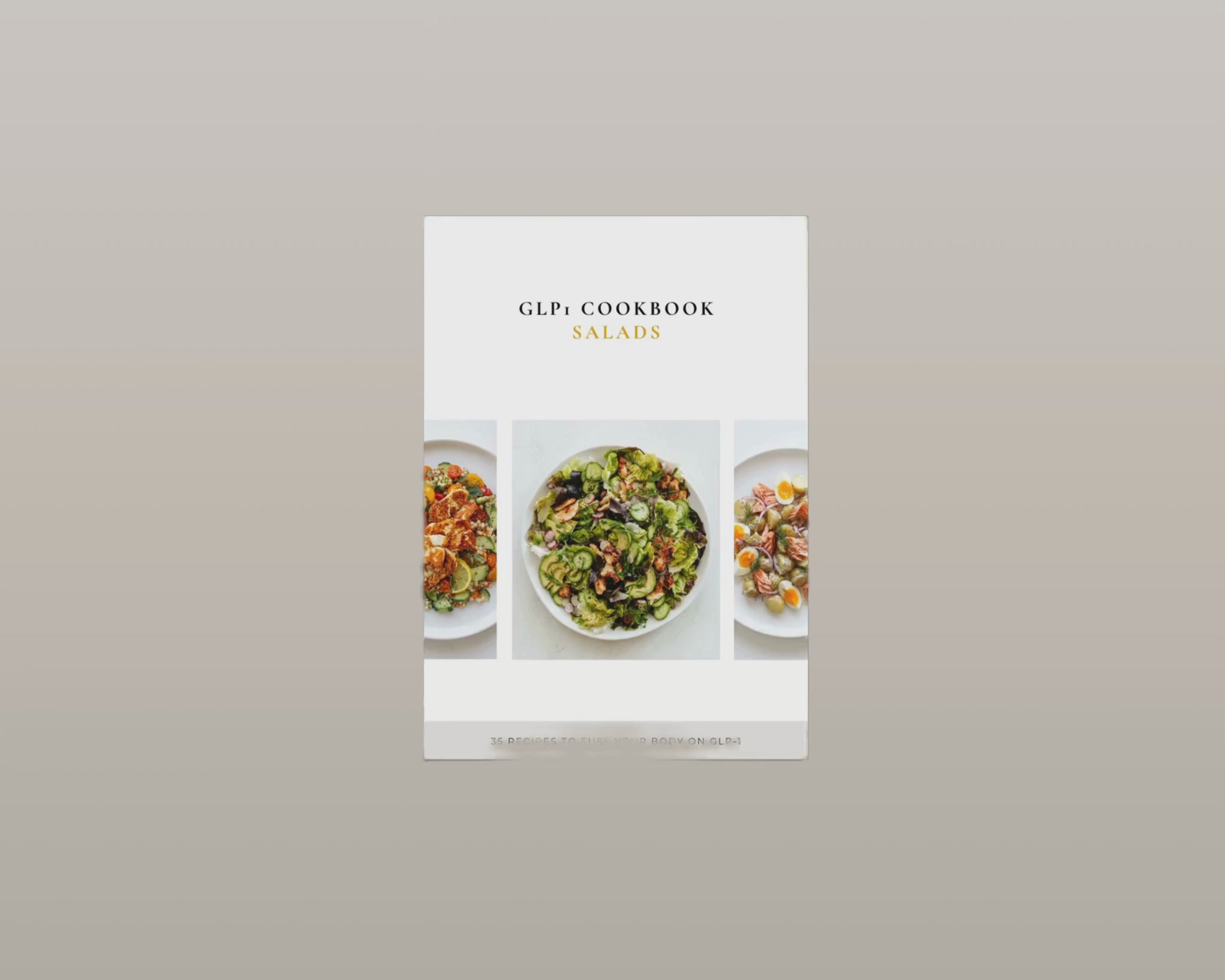 Clean white cover mockup of the GLP-1 Salads Cookbook digital PDF download