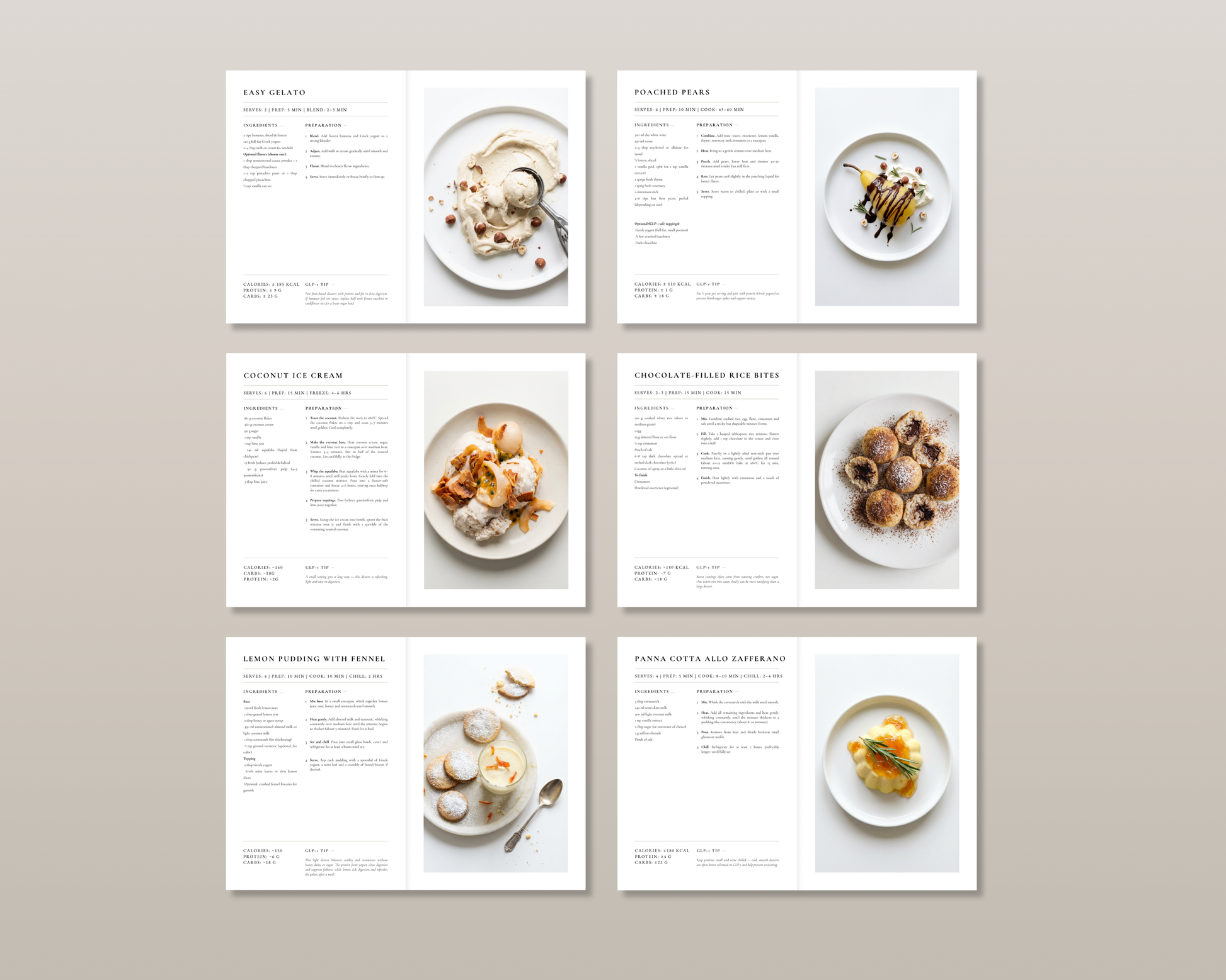 Close-up of Ozempic-friendly sweets cookbook page showing ingredients and simple instructions