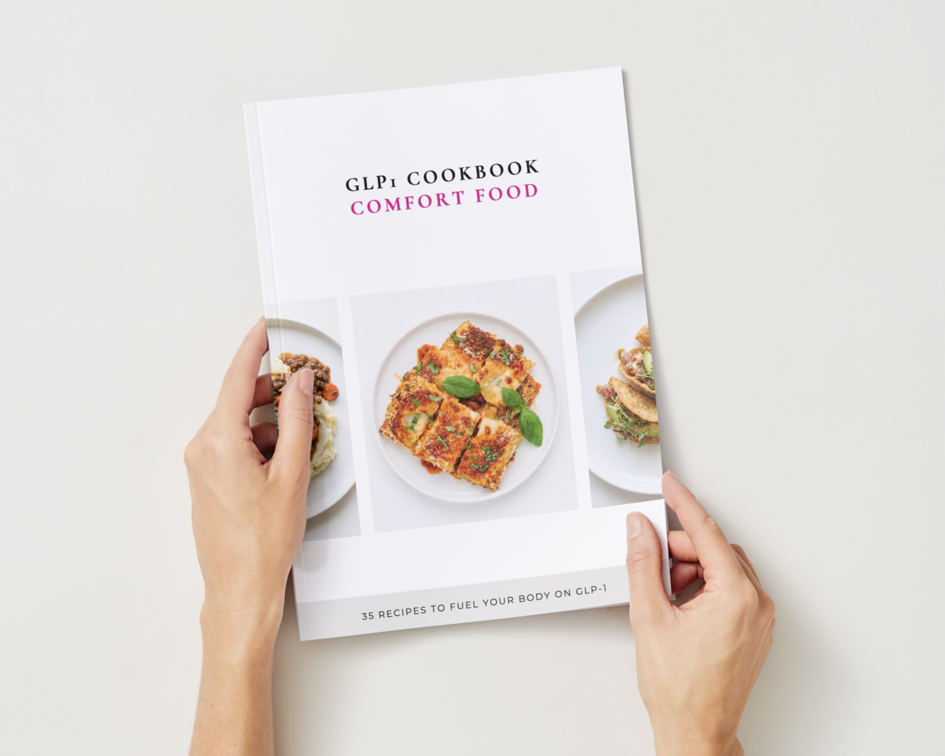 Ozempic comfort food recipes cookbook front cover on white background