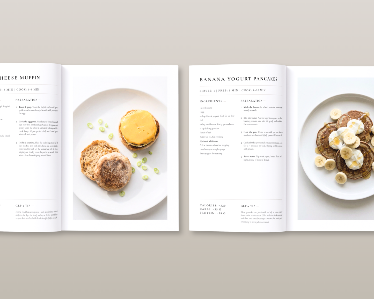 Detailed recipe page showing high-protein breakfast option for GLP-1 medication users