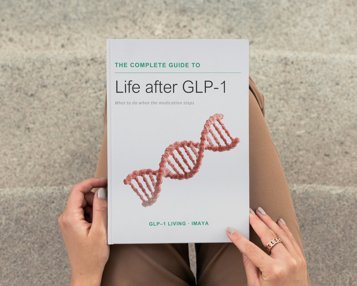 Life After GLP-1 Guide flatlay on desk with pen and notebook — calm planning aesthetic