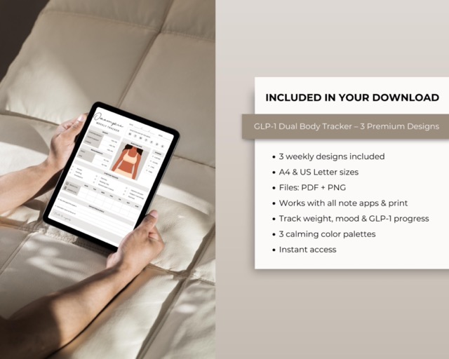 GLP-1 Weight Loss Tracker | Injection & Side Effects Journal (Digital Download)