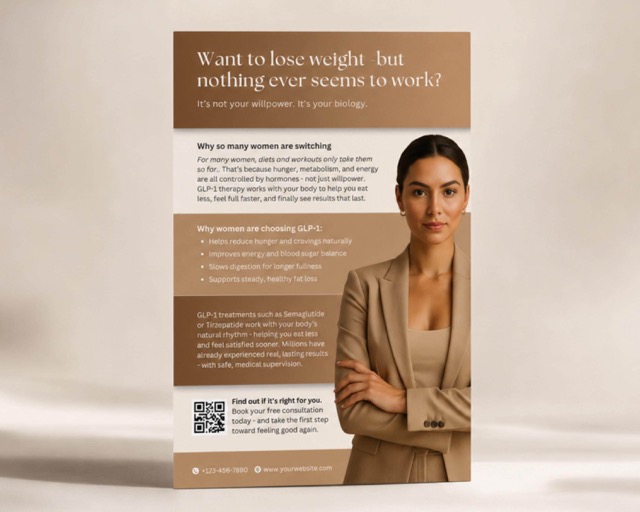 GLP-1 Tirzepatide Flyer, Mounjaro Template, Weight Loss (Editable Canva Design)