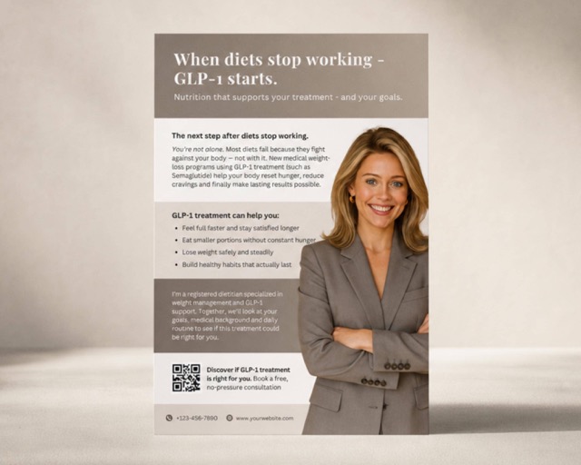 GLP-1 Tirzepatide Flyer, Mounjaro Template, Weight Loss (Editable Canva Design)