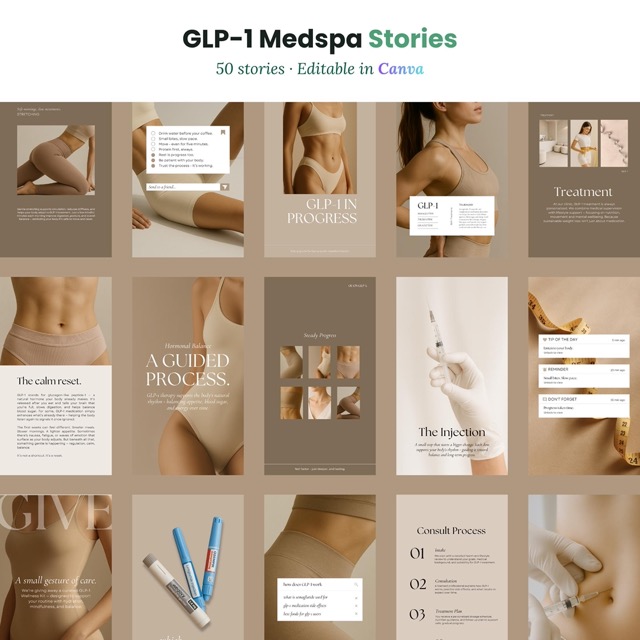 Editable GLP1 Social Media Templates, Medspa Instagram Story (Canva)