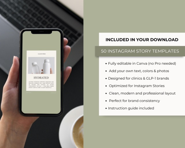 GLP-1 Social Media Canva Templates, Weight Loss Marketing Kit