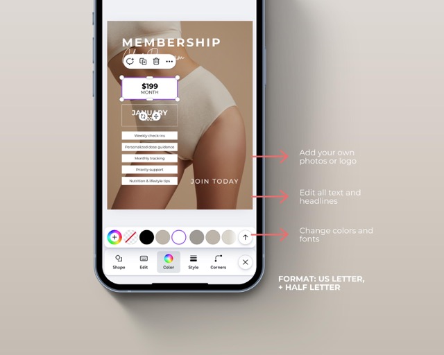 GLP1 Weight Loss Flyer Template | Wellness Clinic Pricelist, Editable Canva Flyer | Semaglutide & Tirzepatide sheet