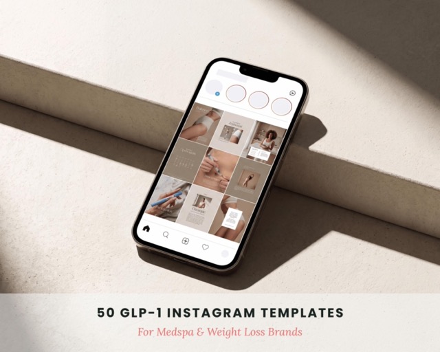 Instagram Posts GLP-1 | 50 Beige Aesthetic Templates |  Medspa Editable Canva Designs