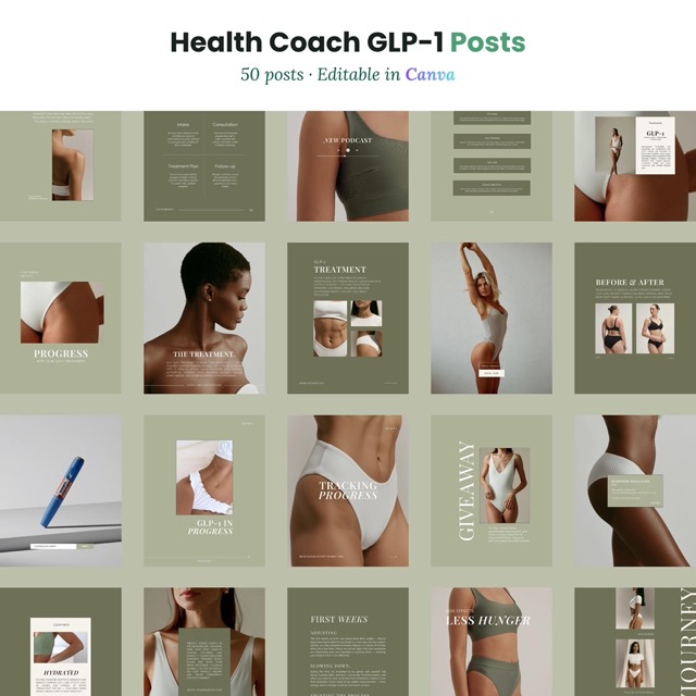 Weight Loss Coach Instagram Templates, Editable Canva Wellness Posts | Health & Weight Loss Coaching Social Media Kit