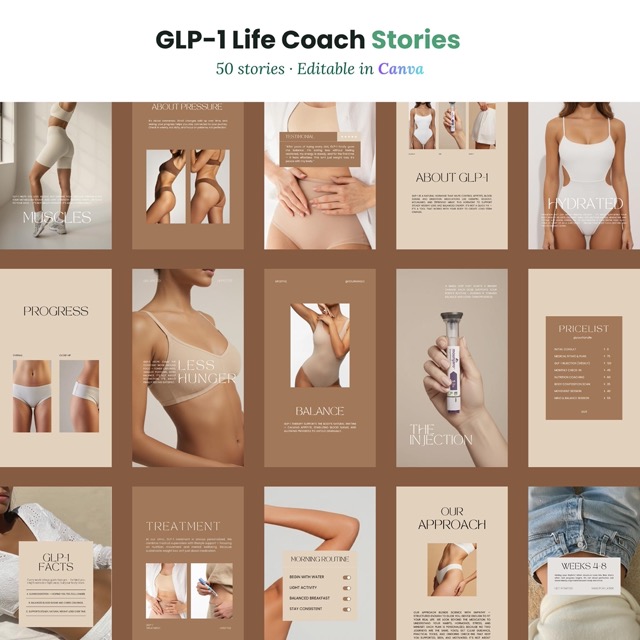 Health Coach Instagram Story Templates Editable in Canva | Wellness & Nutrition Education Stories | Macro Coaching Story Slides