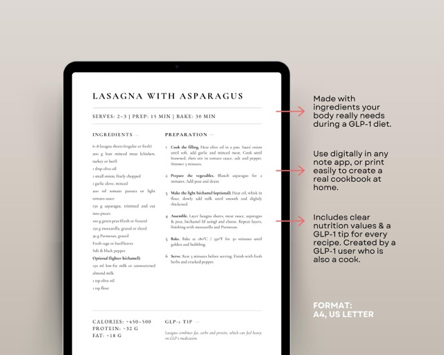 Semaglutide Weight Loss Meals | Cozy High Protein Comfort Food Cookbook | 35 Lightened Recipes for Low Appetite | Instant PDF