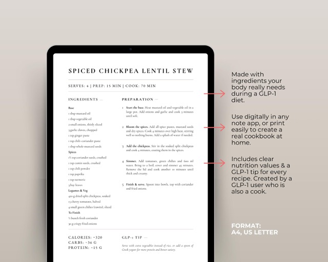 GLP-1 High Protein Recipes | 35 High Protein Meals to Hit Protein Goals on Low Appetite | Digital PDF Cookbook Instant Download