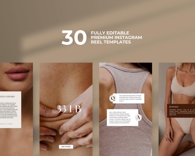 GLP1 Instagram Reels Pack | Faceless Video for Weight Loss Clinics | Canva Template Done For You Reels | Tirzepatide Social Media Templates