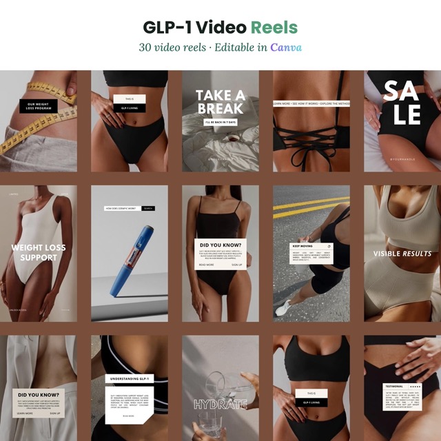 Ready to Post Reels for Nurse Injector | Editable Canva Video Templates for GLP-1 Clinic and Aesthetic Provider