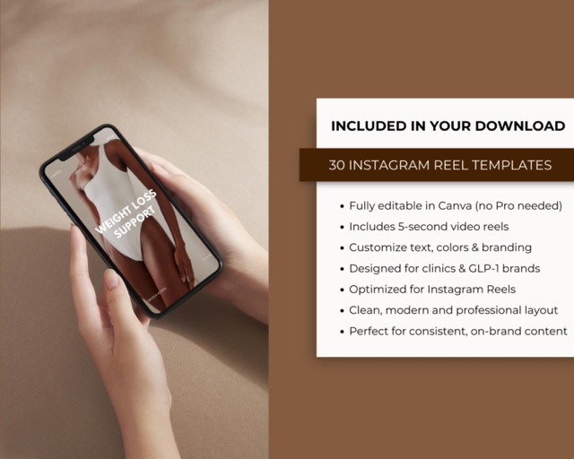 Ready to Post Reels for Nurse Injector | Editable Canva Video Templates for GLP-1 Clinic and Aesthetic Provider