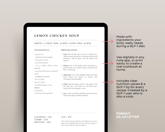GLP-1 Soup Cookbook for Nausea Support | Tirzepatide High Protein Weight Loss Recipes | Light Digestible GLP1 Diet Meals