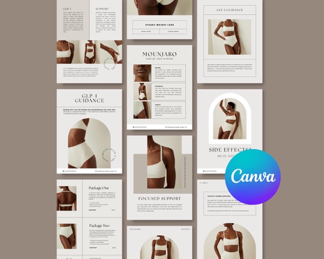 Tirzepatide GLP-1 Flyer Template | Beauty Clinic Weight Loss Marketing Canva Templates | Client Education Social Media Post
