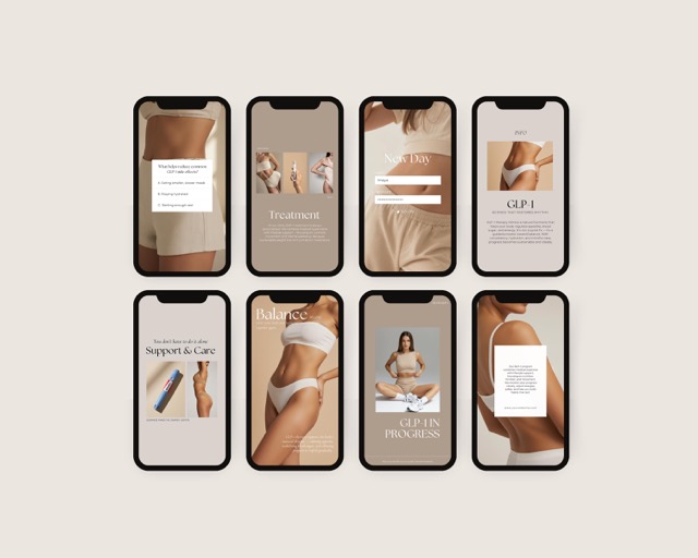 GLP-1 Program Instagram Story Templates for Telehealth Clinics | Editable Canva Semaglutide Education Stories | Online Weight Loss Slides