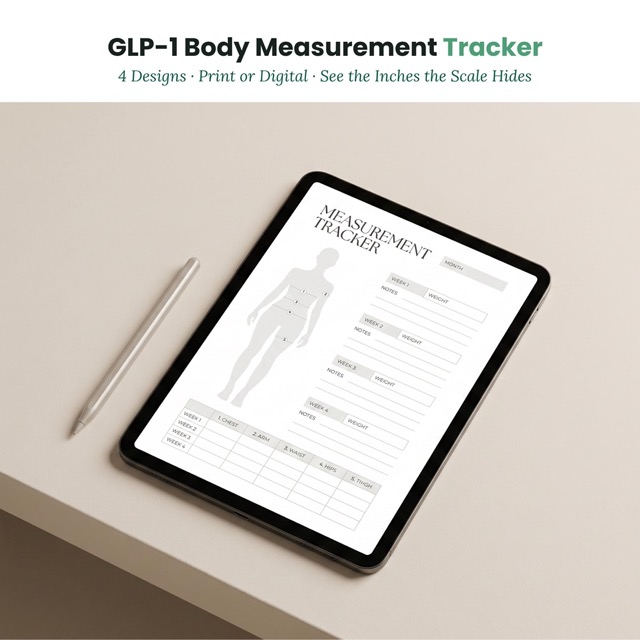 GLP-1 Measurement Tracker Printable: Inch Loss Log, Body Progress Chart (Digital Download)