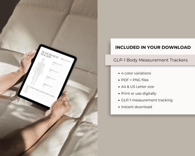 GLP-1 Measurement Tracker Printable: Inch Loss Log, Body Progress Chart (Digital Download)