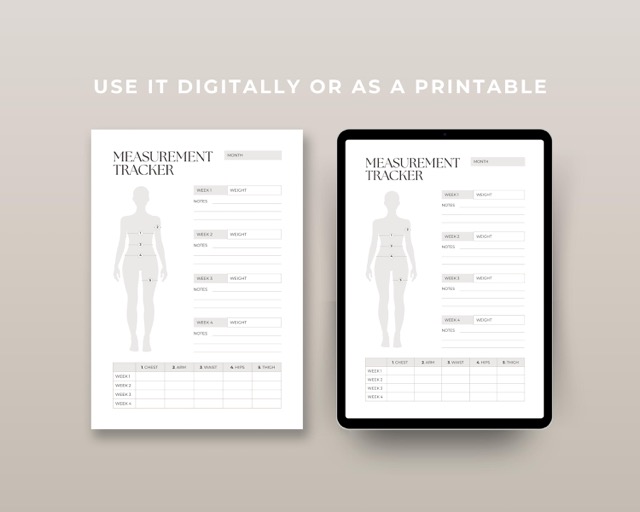 GLP-1 Measurement Tracker Printable: Inch Loss Log, Body Progress Chart (Digital Download)