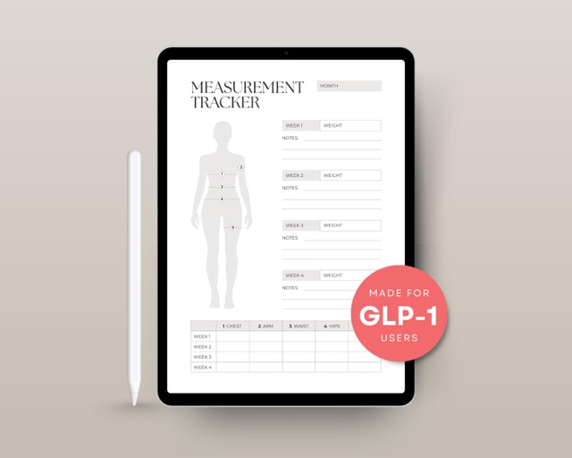 GLP-1 Measurement Tracker Printable: Inch Loss Log, Body Progress Chart (Digital Download)