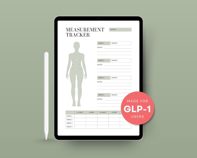GLP-1 Measurement Tracker Printable: Inch Loss Log, Body Progress Chart (Digital Download)