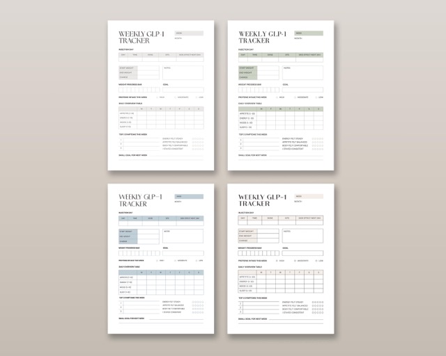 GLP-1 Protein Tracker Printable | Weekly Protein Intake & Progress Log | Muscle-Preserving Weight Loss Sheet PDF