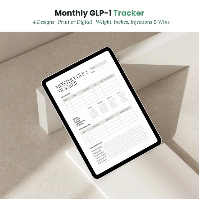 GLP-1 Patient Handout Printable | Health Coach Wellness Tracker | Weekly Check-In Sheet for Clinics & Programs PDF