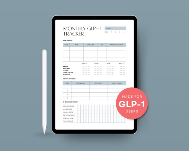 GLP-1 Patient Handout Printable | Health Coach Wellness Tracker | Weekly Check-In Sheet for Clinics & Programs PDF
