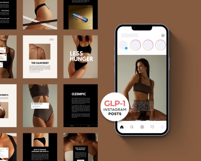 GLP-1 Instagram Templates, Editable Canva Weight Loss Posts | Medical Weight Loss Clinic & Medspa Social Media Kit