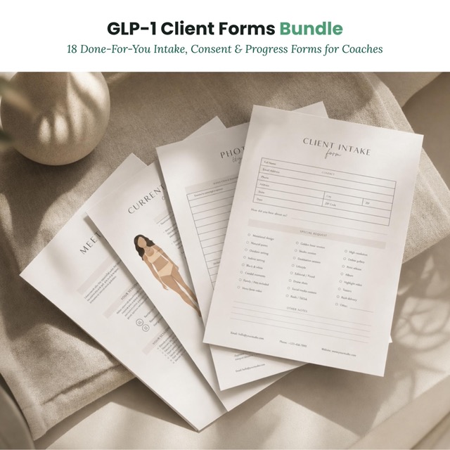 GLP-1 Forms Bundle for Medspas & Weight Loss Clinics | Editable Canva Semaglutide + Tirzepatide Consent Forms, Photo Consent