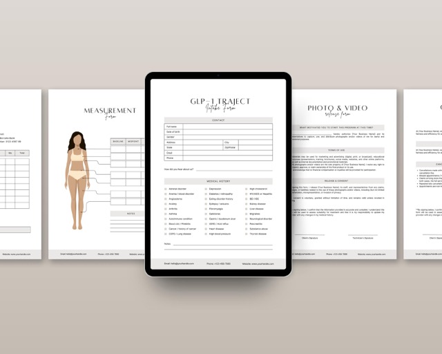 GLP-1 Forms Bundle for Medspas & Weight Loss Clinics | Editable Canva Semaglutide + Tirzepatide Consent Forms, Photo Consent