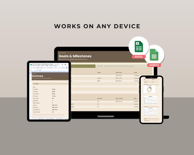 GLP-1 Shot Tracker Google Sheets, Injection, Weight & Side Effect Log (Excel Compatible)