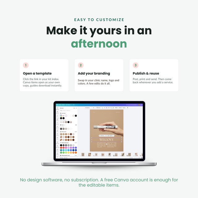 GLP-1 Practitioner Kit for Medspa & Weight Loss Clinics, Intake + Consent Forms, 100 Instagram Canva Templates, Patient Handouts