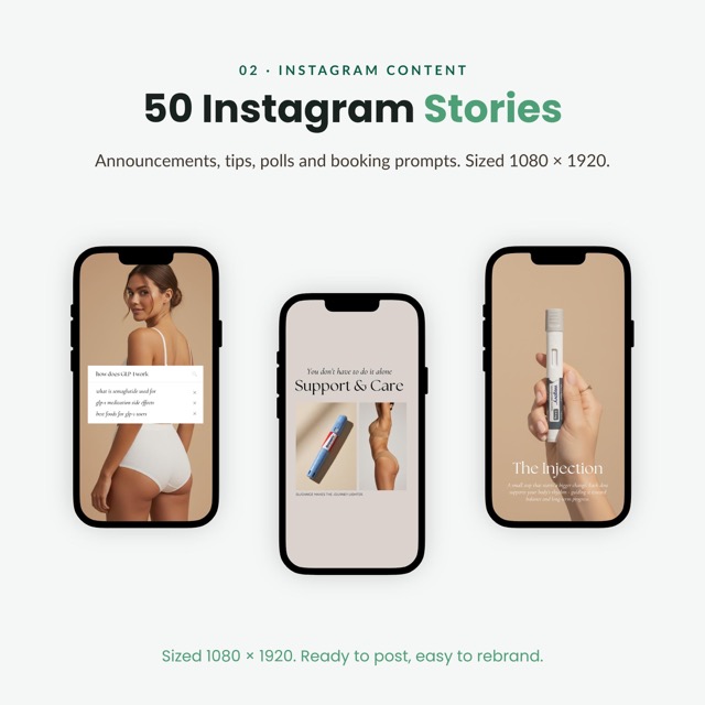 GLP-1 Practitioner Kit for Medspa & Weight Loss Clinics, Intake + Consent Forms, 100 Instagram Canva Templates, Patient Handouts