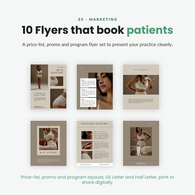 GLP-1 Practitioner Kit for Medspa & Weight Loss Clinics, Intake + Consent Forms, 100 Instagram Canva Templates, Patient Handouts