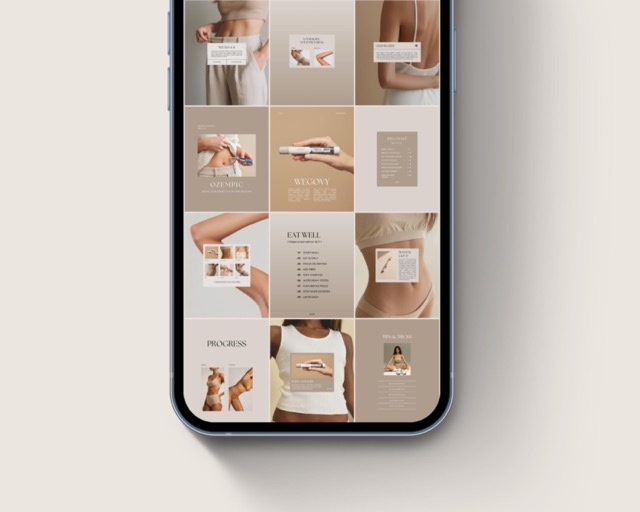 Aesthetic Instagram Templates for Health Coach & Medspa | Weight Loss Clinic Canva Bundle | 100 Posts + Stories Boho Neutral Feed Style