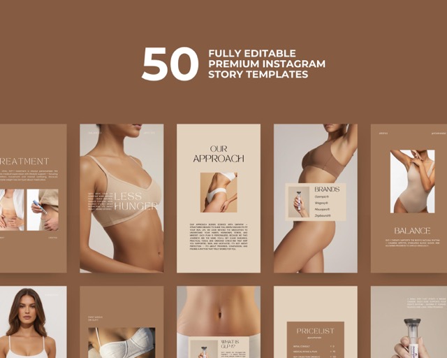 Minimal Instagram Template Bundle | Medspa & Health Coach Canva Social Media Kit | 100 Posts + Stories Clean Neutral Content System