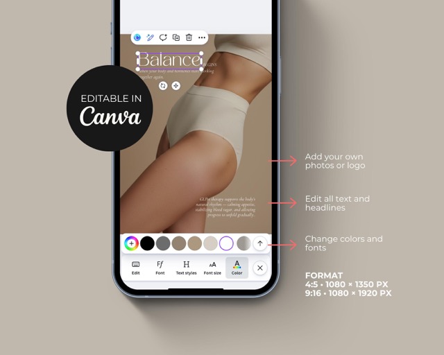 Medspa Instagram Templates Beige Aesthetic | Health Coach & Weight Loss Clinic Canva Bundle | 130 Posts Stories + Video Reels Neutral Style