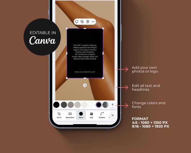 Luxury Instagram Templates for Med Spa | Weight Loss Clinic Canva Social Media Bundle | 130 Posts Stories & Video Reels Elegant Style