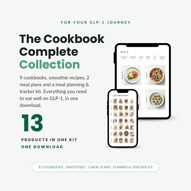 Recipe Book Digital High Protein | GLP-1 Weight Loss Cookbook Collection, 9 Recipe Books + Meal Plans & Meal Planner Tracker Kit