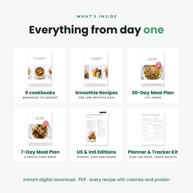 Recipe Book Digital High Protein | GLP-1 Weight Loss Cookbook Collection, 9 Recipe Books + Meal Plans & Meal Planner Tracker Kit