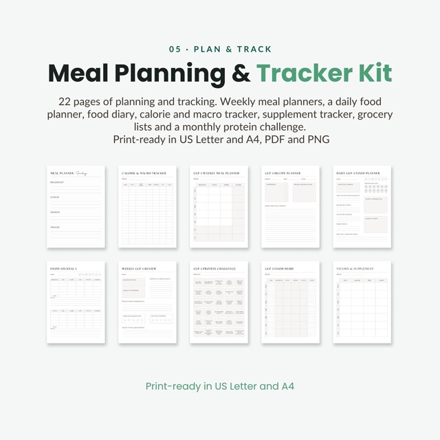 Recipe Book Digital High Protein | GLP-1 Weight Loss Cookbook Collection, 9 Recipe Books + Meal Plans & Meal Planner Tracker Kit