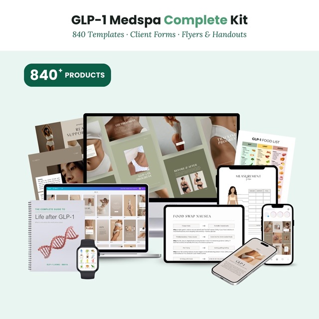 Client Intake Form & Consent Form Bundle for Med Spa + Weight Loss Clinic | GLP-1 Practitioner Kit | 790 Social Media Templates + Flyers